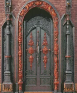 Front Black Door Art Diamond Painting