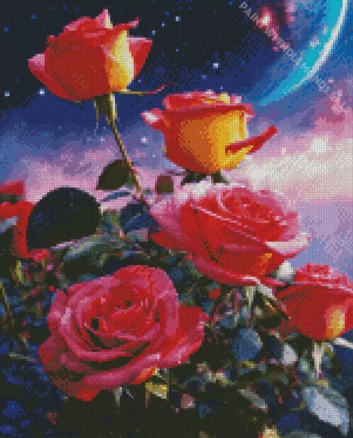 Galaxy Roses Diamond Painting