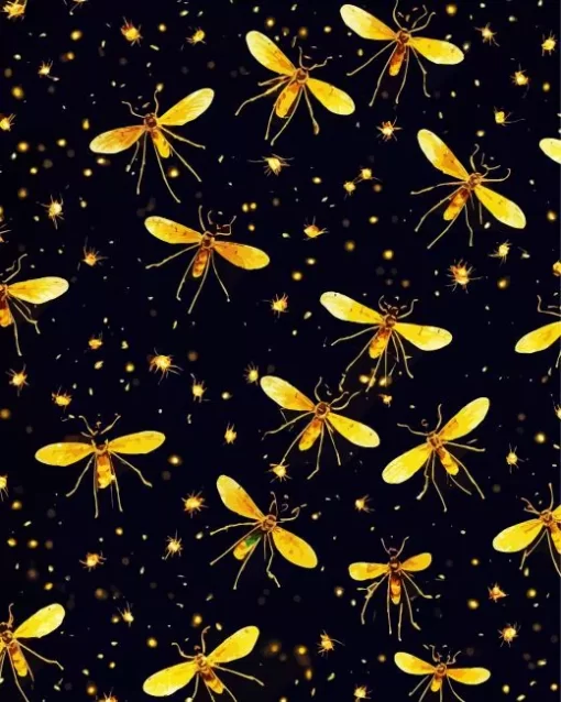 Golden Fireflies Art Diamond Painting