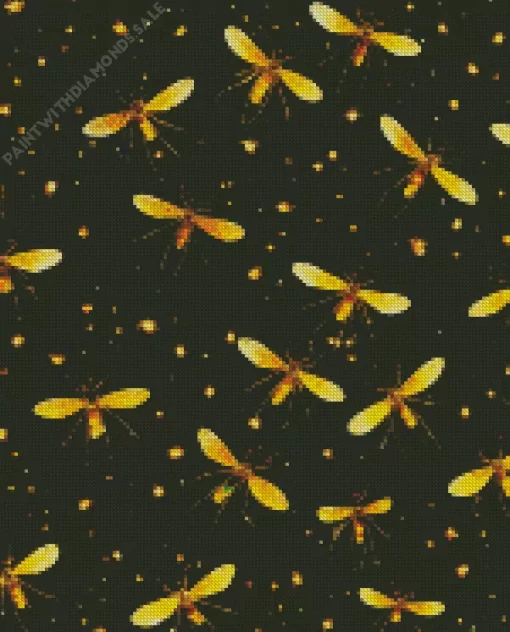 Golden Fireflies Art Diamond Painting