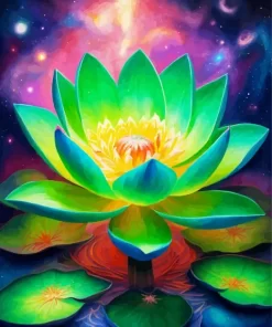 Green Sacred Lotus Diamond Painting