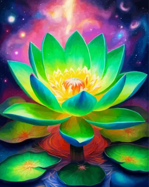 Green Sacred Lotus Diamond Painting