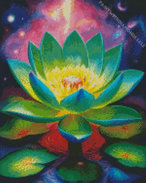 Green Sacred Lotus Diamond Painting