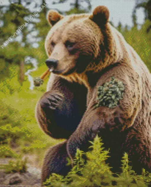 Grizzly Bear Smoking Diamond Painting