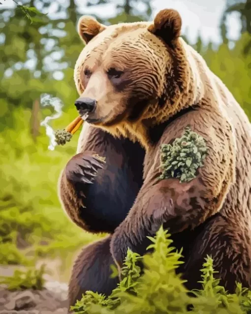 Grizzly Bear Smoking Diamond Painting