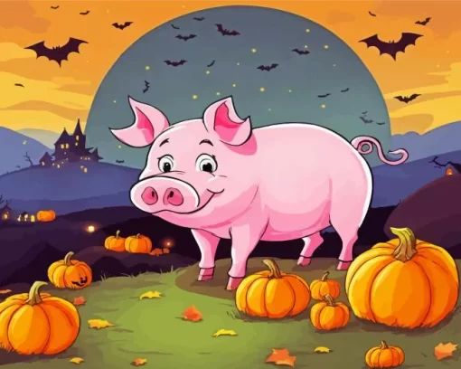 Halloween Pig Diamond Painting