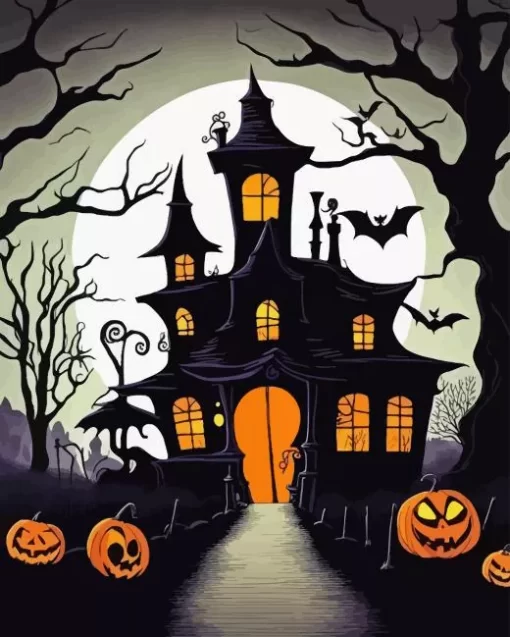 Halloween Castle Silhouette Diamond Paintings