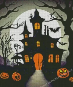 Halloween Castle Silhouette Diamond Paintings