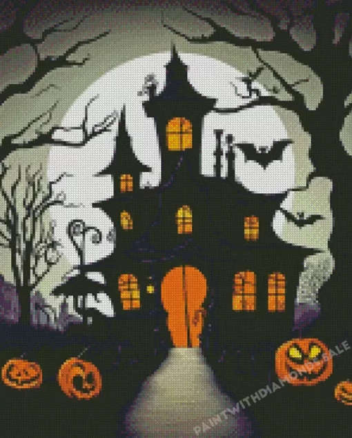 Halloween Castle Silhouette Diamond Paintings