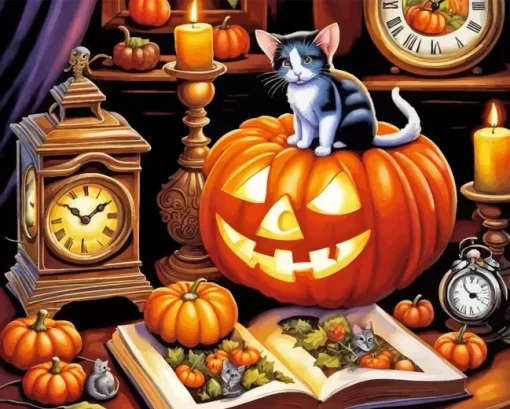 Halloween Cat Diamond Paintings