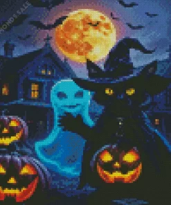 Halloween Cat Diamond Paintings