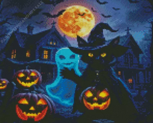 Halloween Cat Diamond Paintings