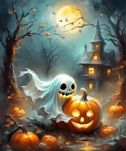 Halloween Ghost And Pumpkin Diamond Paintings