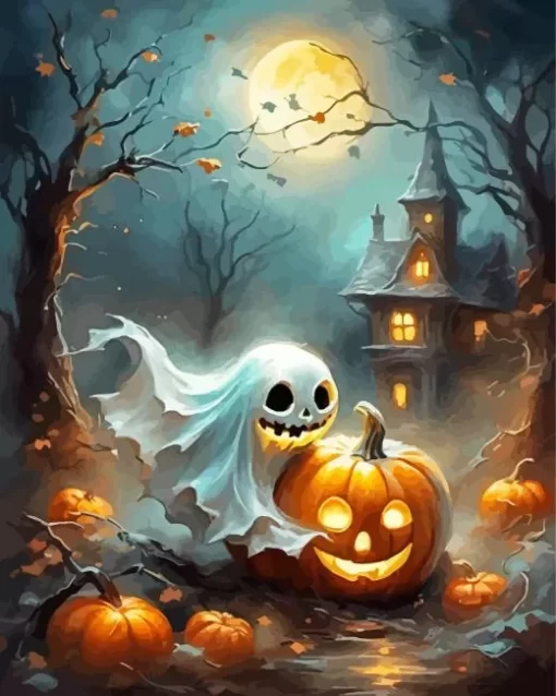 Halloween Ghost And Pumpkin Diamond Paintings