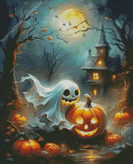 Halloween Ghost And Pumpkin Diamond Paintings