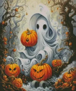 Halloween Ghost And Pumpkins Diamond Paintings