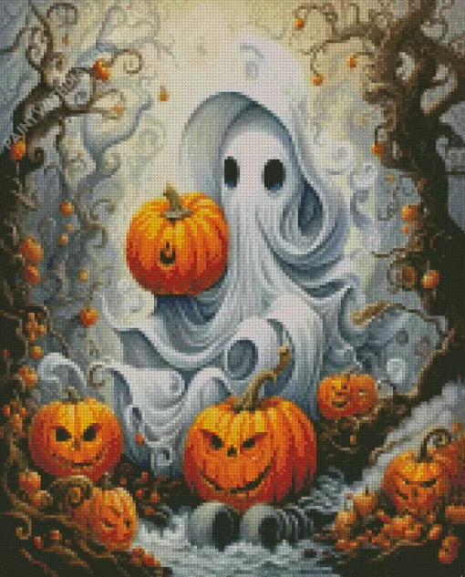 Halloween Ghost And Pumpkins Diamond Paintings