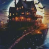 Full Moon Halloween House Diamond Paintings