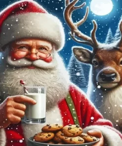 Santa Eating Cookies Diamond Paintings