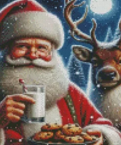 Santa Eating Cookies Diamond Paintings