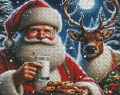 Santa Eating Cookies Diamond Paintings