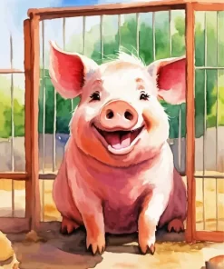 Happy Pig Diamond Painting