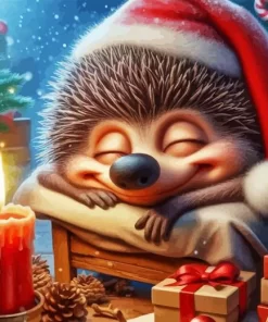 Hedgehog Christmas Diamond Paintings