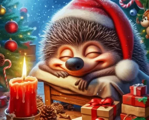 Hedgehog Christmas Diamond Paintings