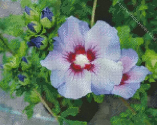 Hibiscus Bluebird Flower Diamond Painting