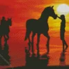 Horse Silhouette At Sunset Diamond Painting