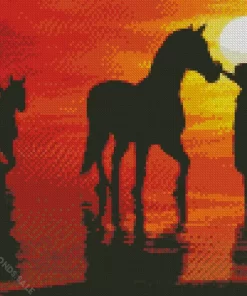 Horse Silhouette At Sunset Diamond Painting