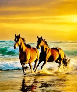 Horses In The Sea Diamond Painting