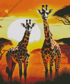 Illustration Giraffes Diamond Painting