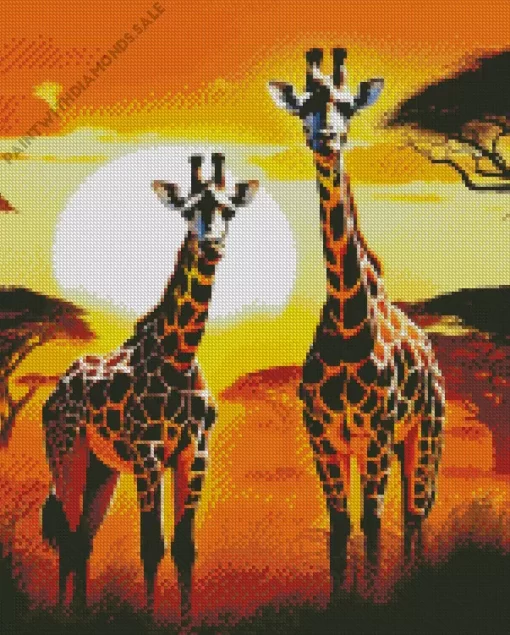 Illustration Giraffes Diamond Painting