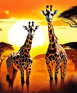 Illustration Giraffes Diamond Painting