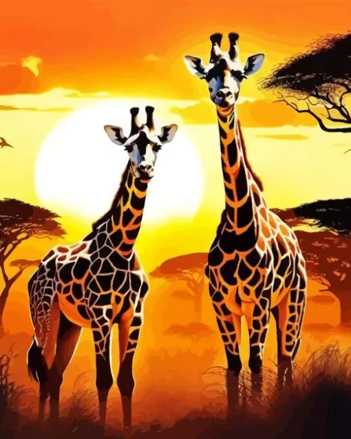 Illustration Giraffes Diamond Painting