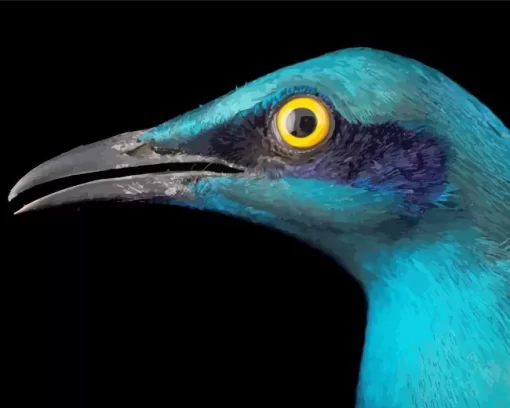 Lesser Starling Blue Bird Close Up Diamond Painting