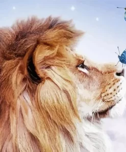 Lion And Butterflies Diamond Painting