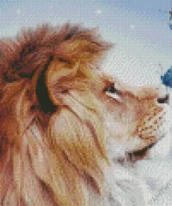 Lion And Butterflies Diamond Painting