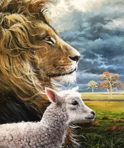 Lion And Lamb Art Diamond Painting