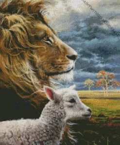 Lion And Lamb Art Diamond Painting