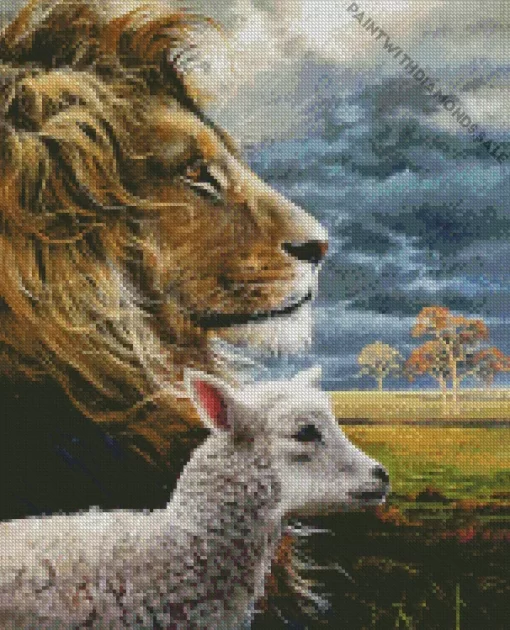 Lion And Lamb Art Diamond Painting