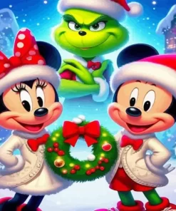 Mickey And Minnie Mouse And Grinch Diamond Paintings