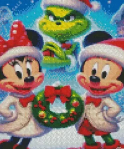 Mickey And Minnie Mouse And Grinch Diamond Paintings