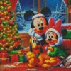 Minnie And Mickey Mouse Celebrating Christmas Diamond Paintings