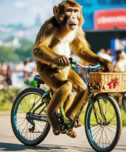 Monkey Driving Bicycle Diamond Painting