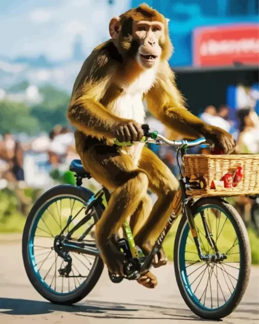 Monkey Driving Bicycle Diamond Painting