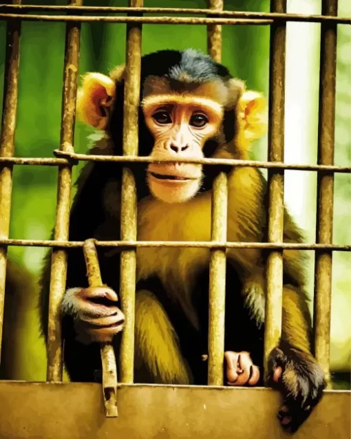 Monkey In Jail Diamond Painting