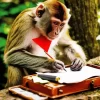 Monkey Writing Letter Diamond Painting