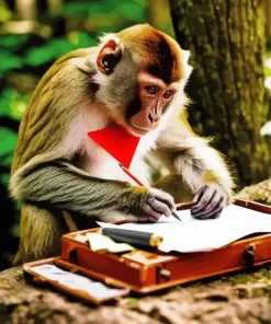 Monkey Writing Letter Diamond Painting